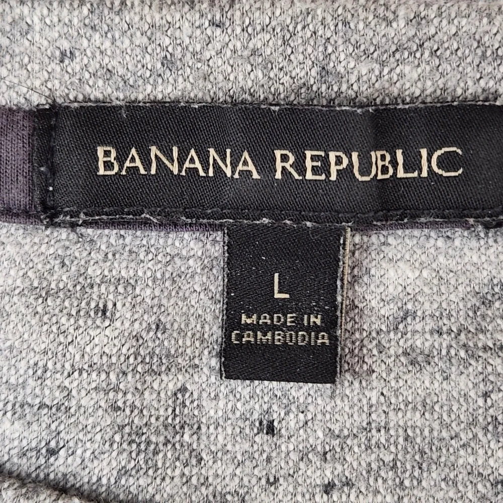 Banana Republic Mens Large Waffle Knit Textured Shirt Gray Crewneck L